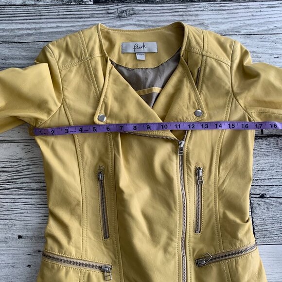 Blink Soft Butter Yellow Leather Biker Moto Jacket - Picture 12 of 16